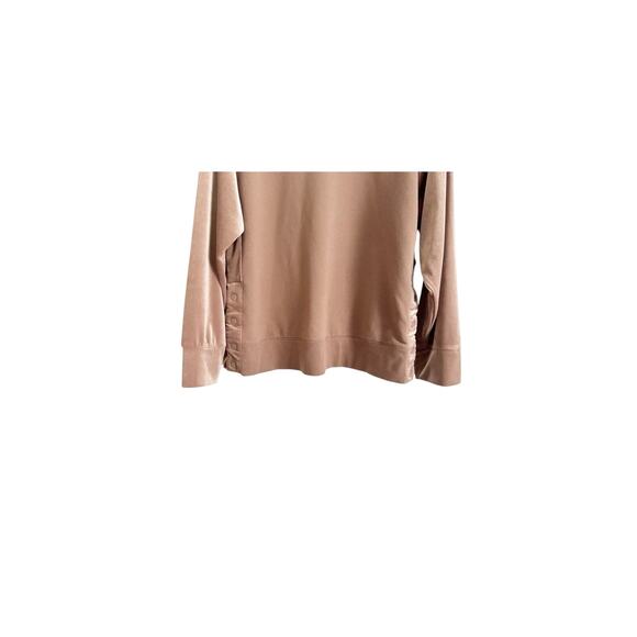 ATHLETA Retroplush Velvet Womens Medium Crewneck Sweatshirt Side Snaps Brown - Picture 8 of 10